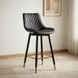 Modern Leather Counter Stool - Black - 5