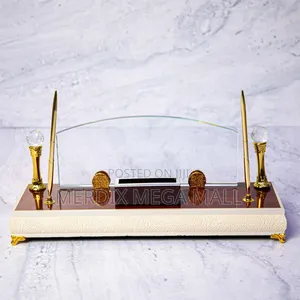 Premium Glass & Gold Executive Desk Organizer Set