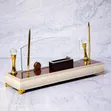 Premium Glass & Gold Executive Desk Organizer Set - 2
