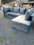 (7-Seater) Sofa ya Kona - Grey Velvet - 1