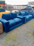 Seti ya Sofa ya Bluu ya Viti 2 na Vituo vya Kombe - 1