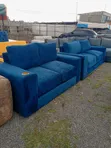 Seti ya Sofa ya Bluu ya Viti 2 na Vituo vya Kombe - 2