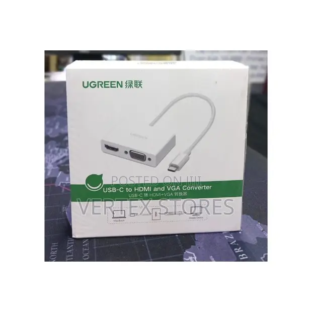 UGREEN MM123 USB-C kwa HDMI + VGA Converter (Nyeupe) - 1