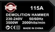 3500W Demolition Hammer, 16kg - 2