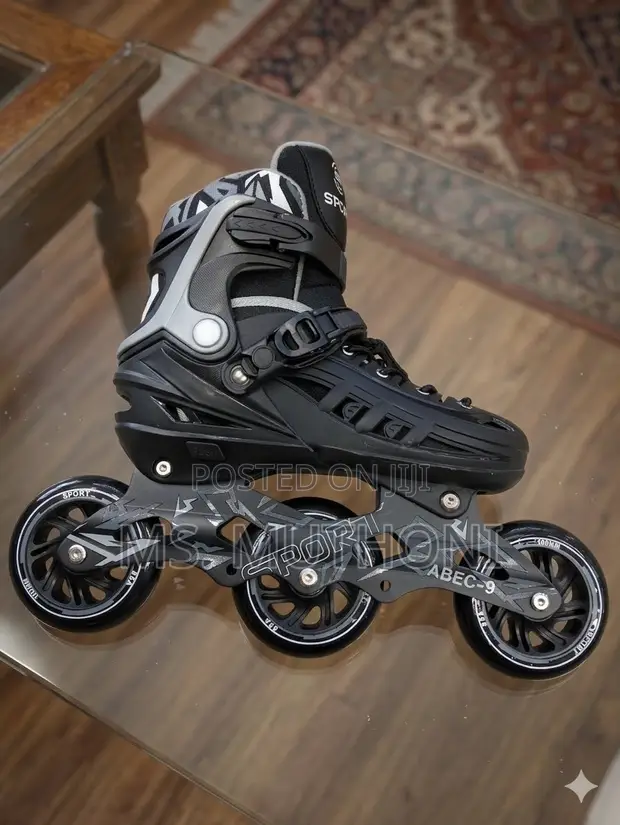 Black 3-Wheel Inline Speed Skates (100mm Wheels, ABEC-9) - 1