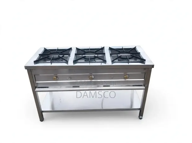 Brand New Stainless Steel Three-Burner Gas Jiko - 1