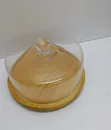 Dome Shape Glass Cake Cover with Bamboo Base - 1