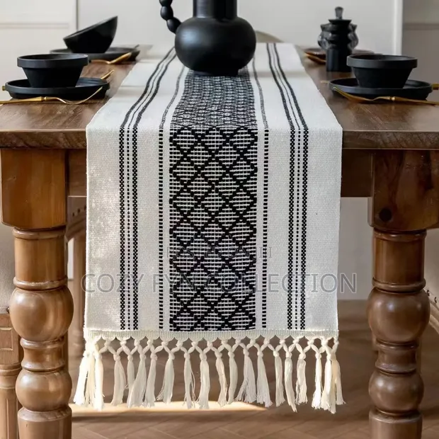 Handwoven Table Runners with Tassels - 1