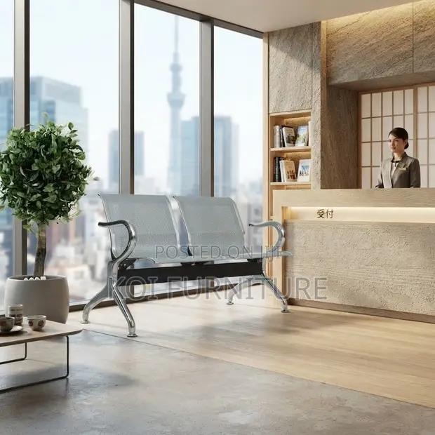 Modern Metallic Two-Seater Reception Bench - 1