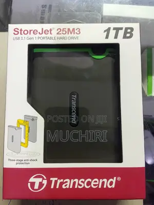 Transcend 1TB External Portable Hard Drive 3.1 Gen 1