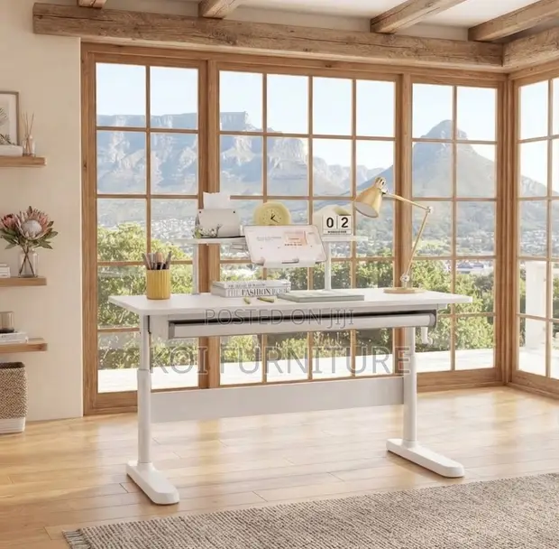 White Manual Height Adjustable Standing Desk - 1