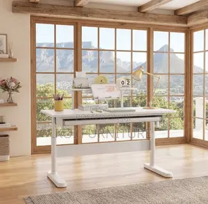 White Manual Height Adjustable Standing Desk