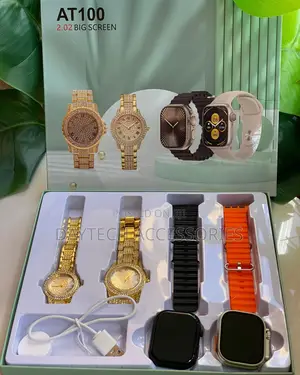 AT100 2.02 Big Screen Couple's Smart Watch Gift Set