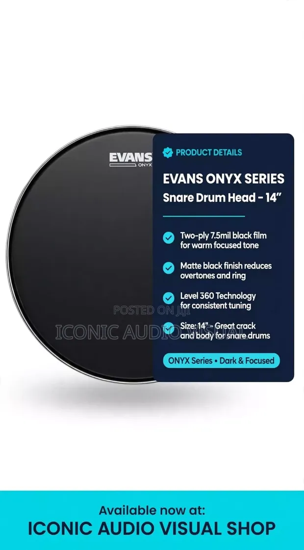 Evans Onyx 14 Inch Snare Drum Head - 1