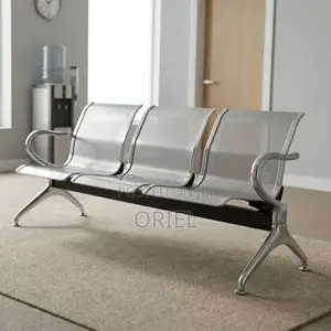 3-Seat Metal Reception Bench - White