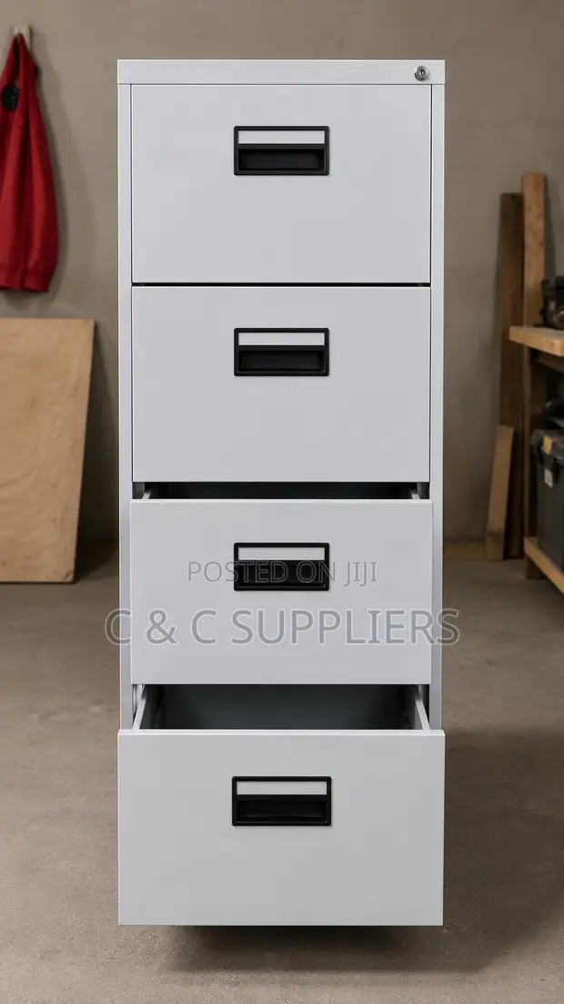4-Drawer White File Cabinet - 1