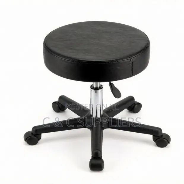 Round Faux Leather Guest Stool - 1