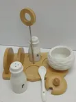 Ceramic Salt, Pepper, Sugar Dish Set with Serviette Holder - 1