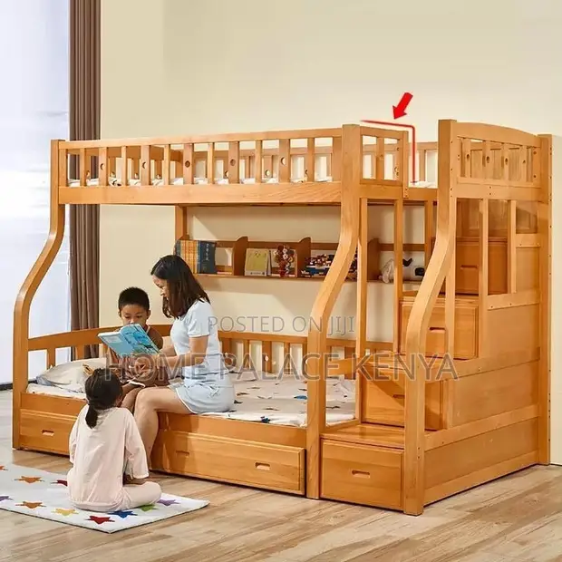 Strong Wooden Bunk Bed Frame for Home & Guest Rooms - 1