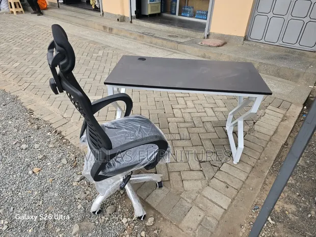 Classic Durable Study Desk and Headrest Mesh Office Chair - 1