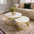 Modern Marble Nesting Coffee Table Set - Gold Frame - 1