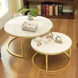 Modern Marble Nesting Coffee Table Set - Gold Frame - 2