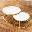 Marble Finish Nesting Coffee Table Set - Gold Frame - 1