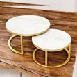Marble Finish Nesting Coffee Table Set - Gold Frame - 2