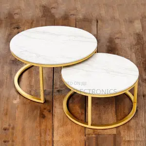 Gold Frame Marble Nesting Coffee Table Set