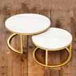 Gold Frame Marble Nesting Coffee Table Set - 1