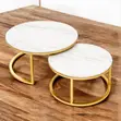 Gold Frame Marble Nesting Coffee Table Set - 2