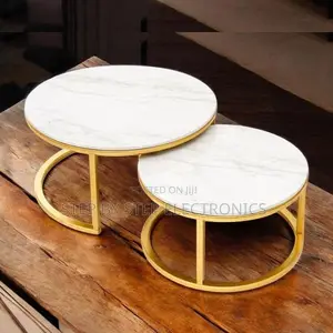 Marble Nesting Coffee Table Set with Gold Metal Frame