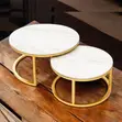Marble Nesting Coffee Table Set with Gold Metal Frame - 1