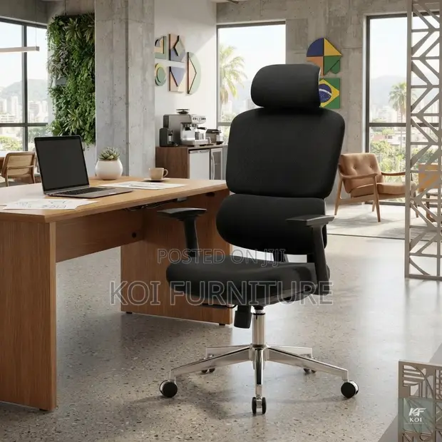 Brand New Black Fabric High Back Office Chair - 1