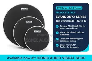 Evans Onyx Tom Drum Heads - Brand New