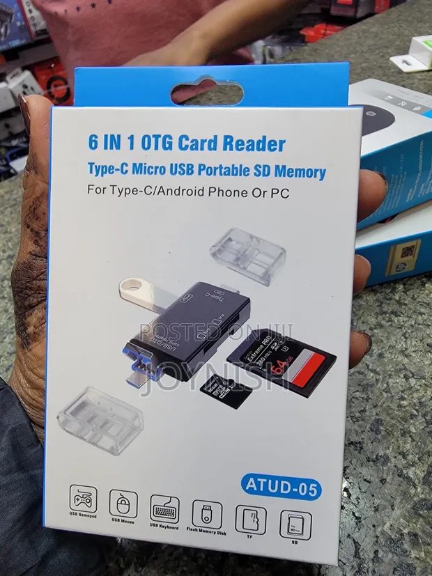 6-in-1 OTG Card Reader for Type-C, Android, PC - 1