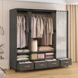 Elegant Heavy Duty Metallic Wardrobe | 150x50x170cm | Black - 3