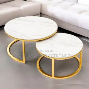 Luxury Marble Nesting Coffee Table Set with Gold Frame