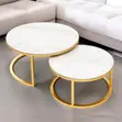 Luxury Marble Nesting Coffee Table Set with Gold Frame - 1