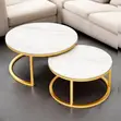 Luxury Marble Nesting Coffee Table Set with Gold Frame - 2