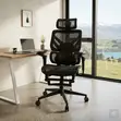 Executive Fabric Orthopedic Office Chair with Footrest - Black - 1