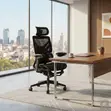 Executive Fabric Orthopedic Office Chair with Footrest - Black - 2