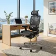 Executive Fabric Orthopedic Office Chair with Footrest - Black - 4