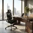 Executive Fabric Orthopedic Office Chair with Footrest - Black - 5