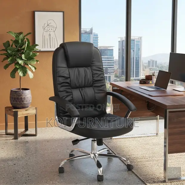 Executive Leather High Back Office Chair Set - 1