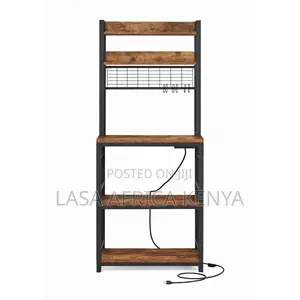 Kitchen Storage Rack with Power Outlet & Microwave Stand