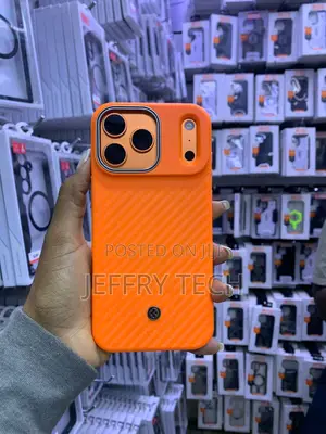 Orange Carbon Fiber Texture MagSafe Case for iPhone 17 Series