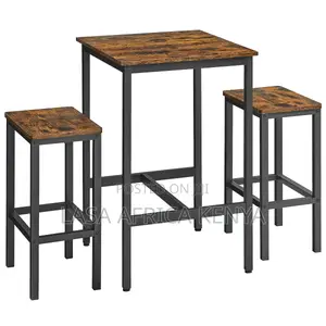 Bar Table and Stool Set - Space Saving Square Table with 2 Stools