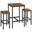 Bar Table and Stool Set - Space Saving Square Table with 2 Stools - 1