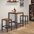 Bar Table and Stool Set - Space Saving Square Table with 2 Stools - 3